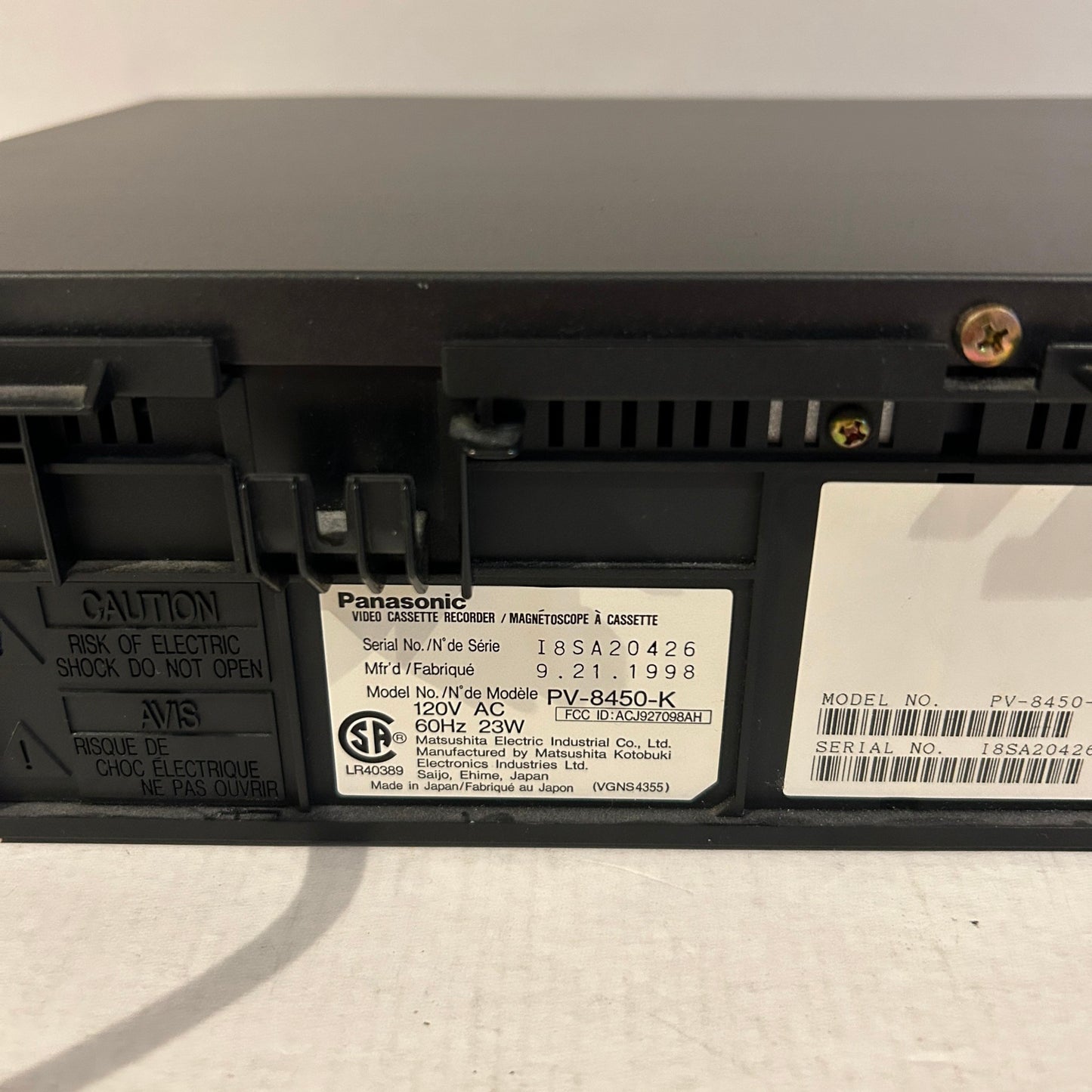 Panasonic Omnivision 4 head VCR No remote - PV8450