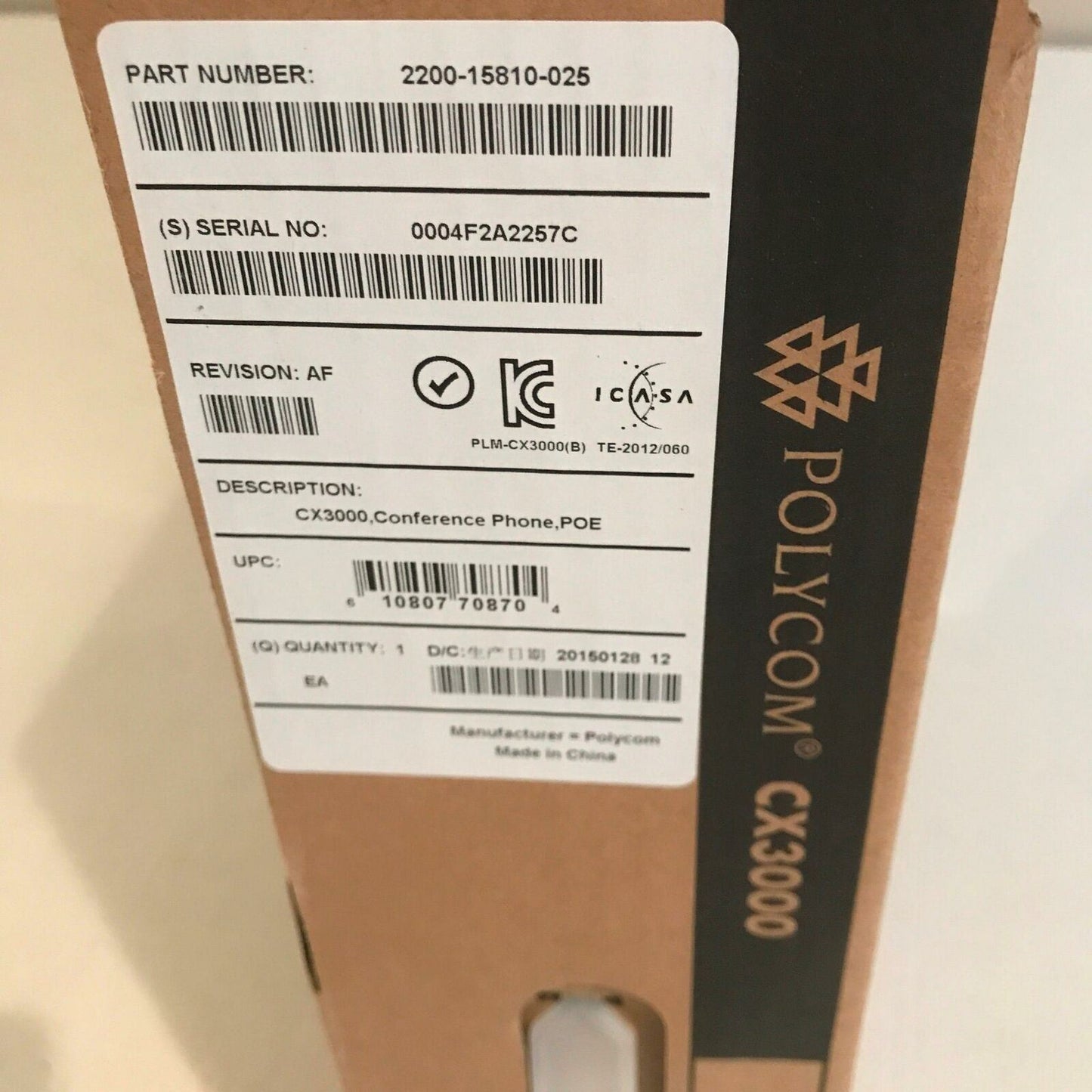 Polycom CX3000 Lync VOIP POE Conference Phone - 2201-15810-001