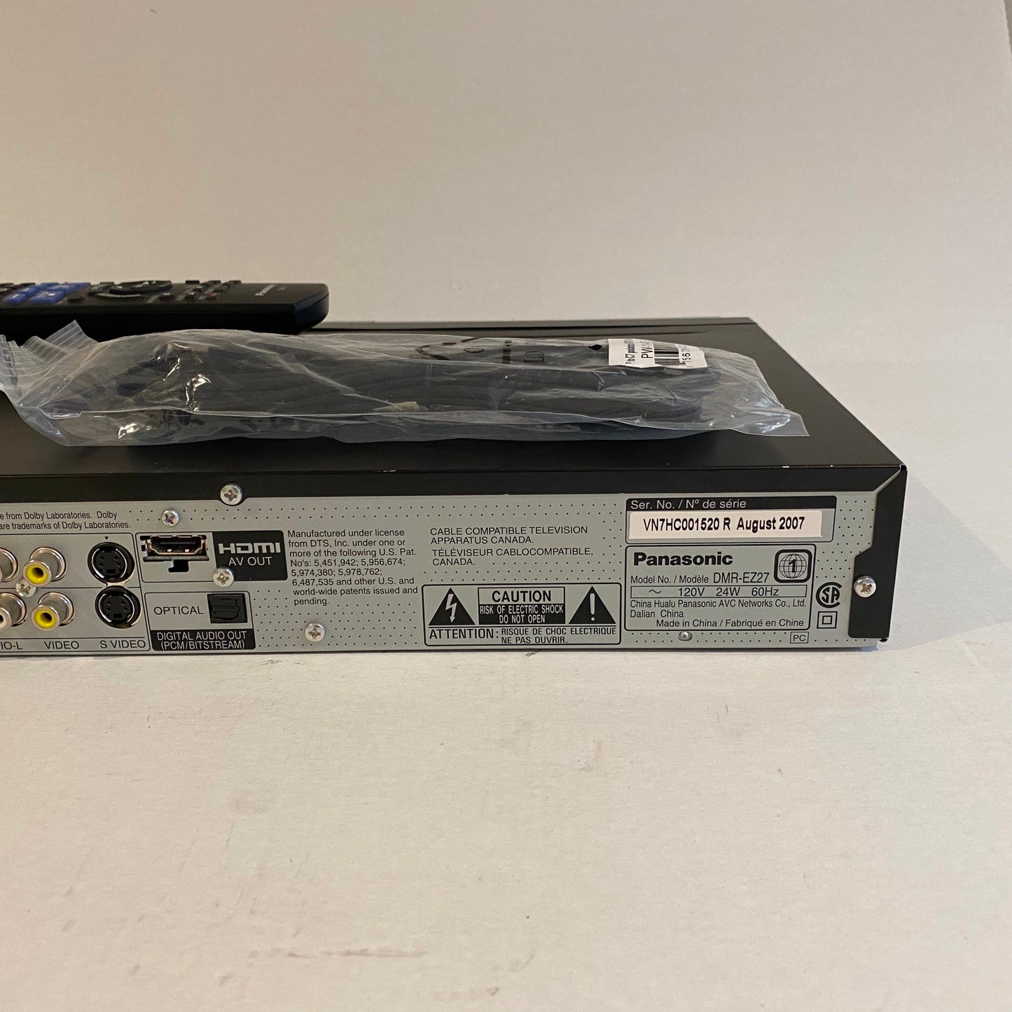 Panasonic DVD Player Recorder - DMR-EZ27