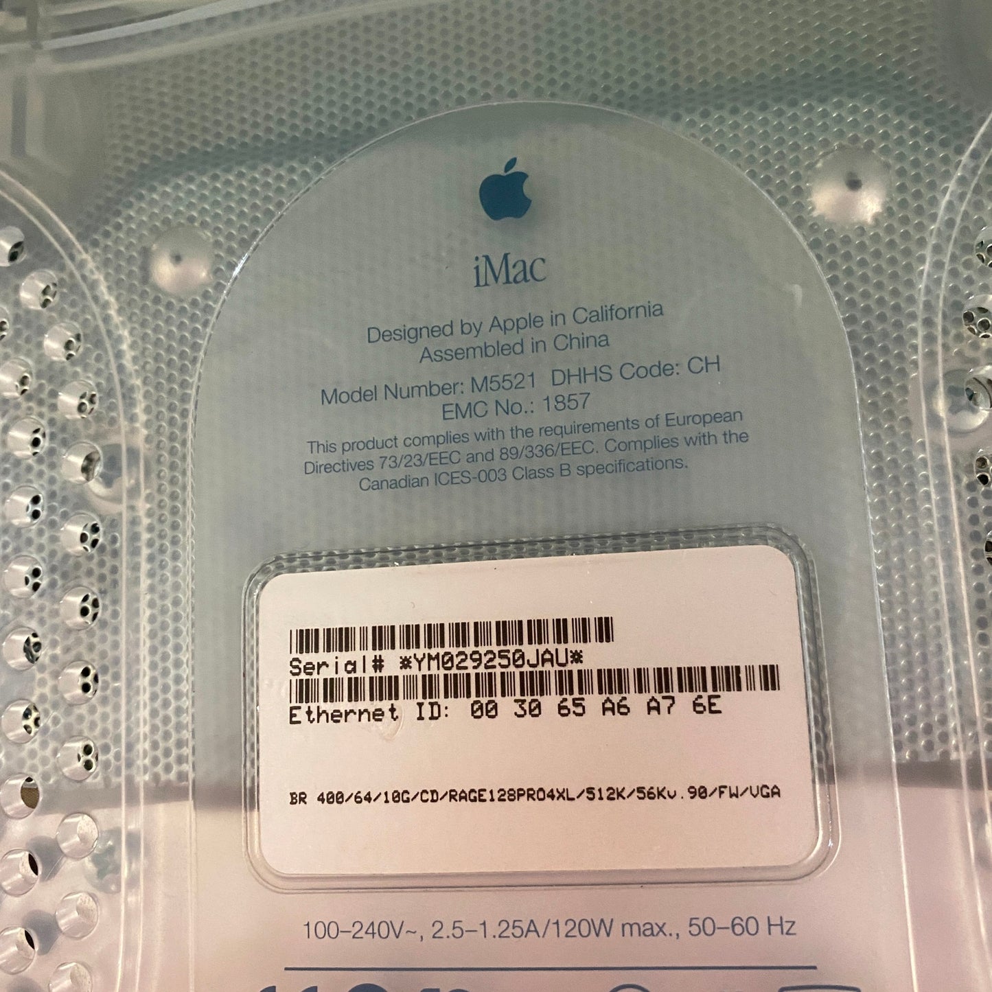 For Parts or Repair - Ruby 400 MHz PowerPC 750 Apple iMac G3 - No HDD