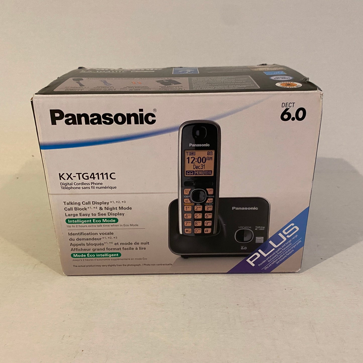 Panasonic DECT 6.0 Plus Expandable Single Handset Cordless Phone - KX-TG4111C