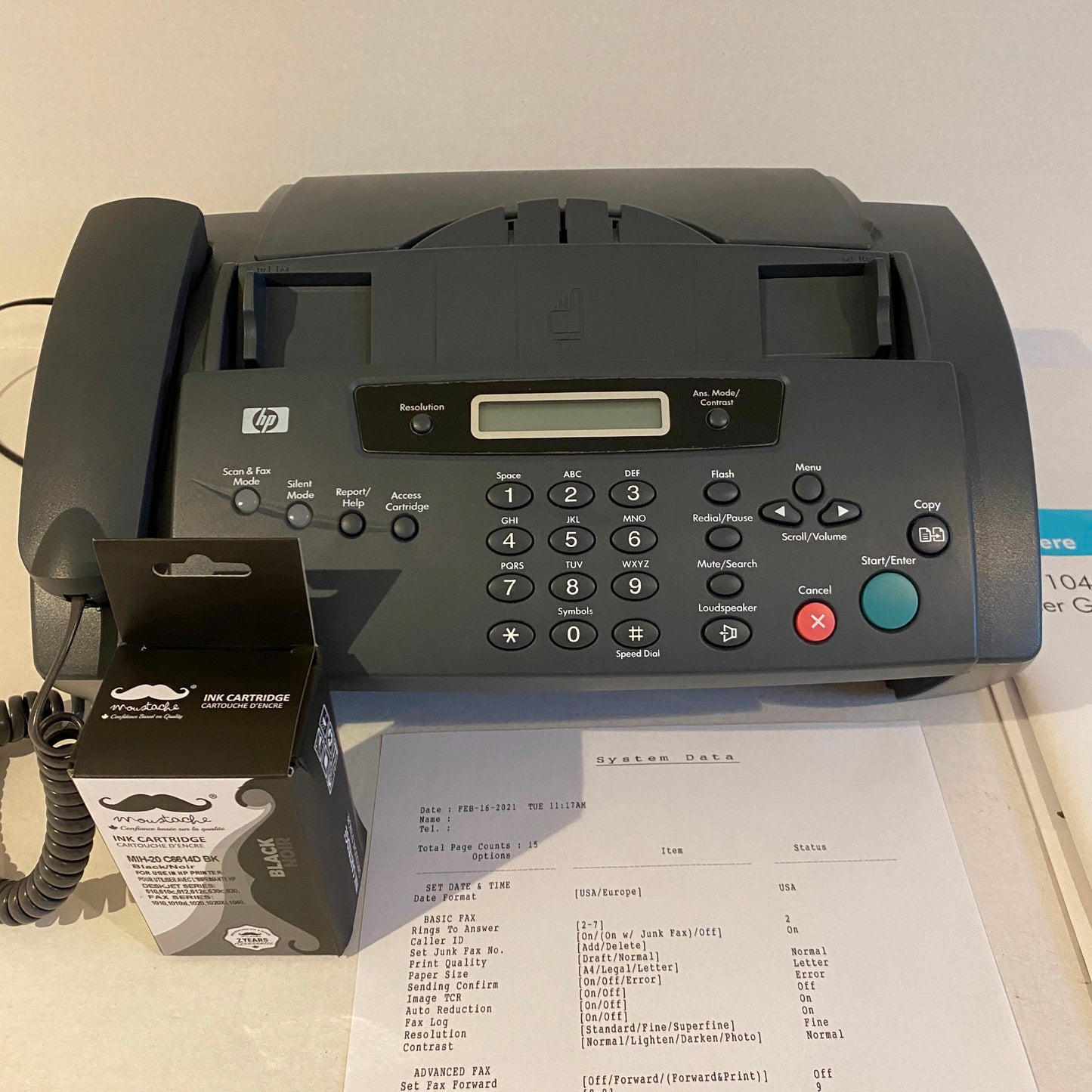 HP 1040 Inkjet Fax Machine with Built-in Telephone Handset - BW2123HH