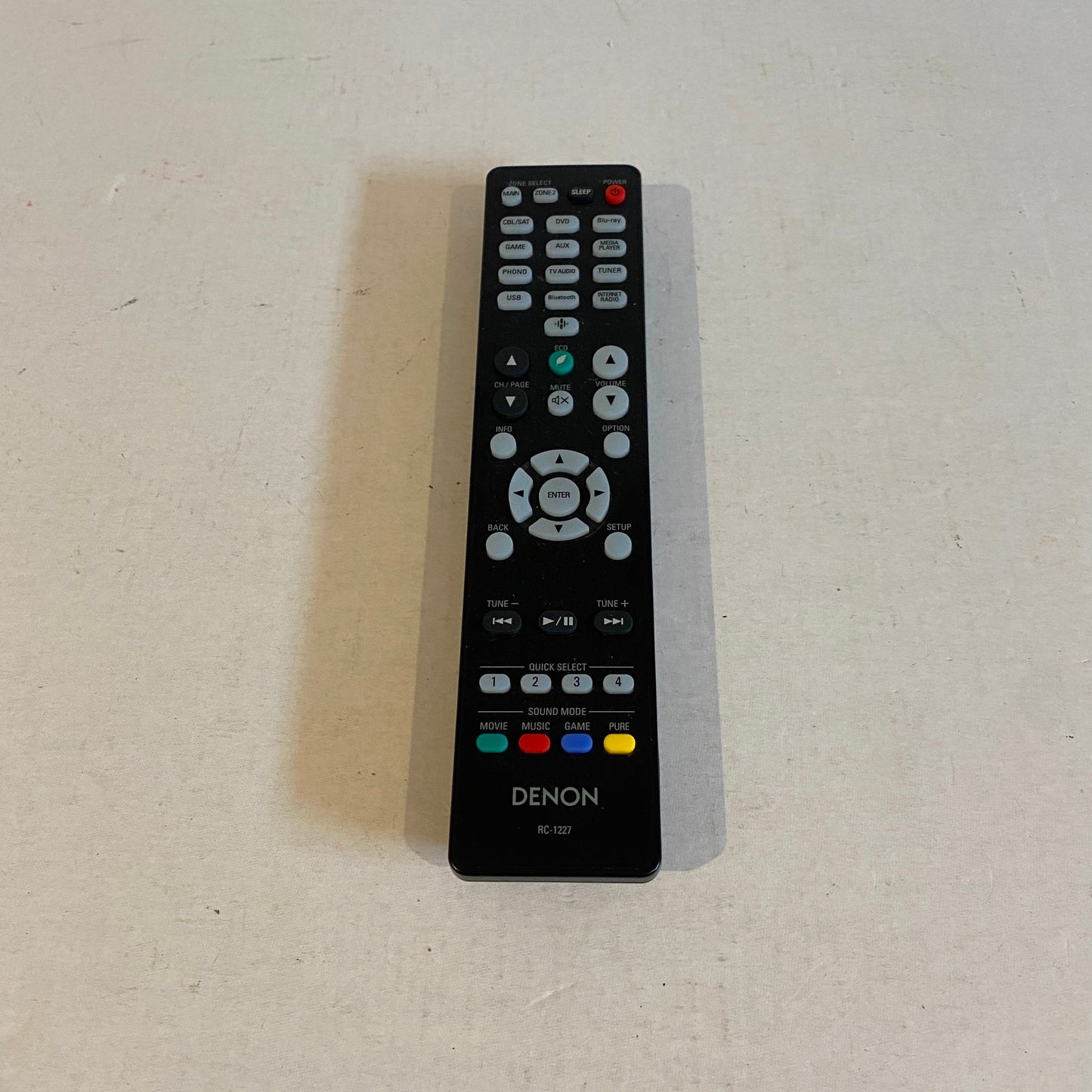 Genuine Denon Audio/Video Receiver Remote Control - No Battery Cover - RC-1227