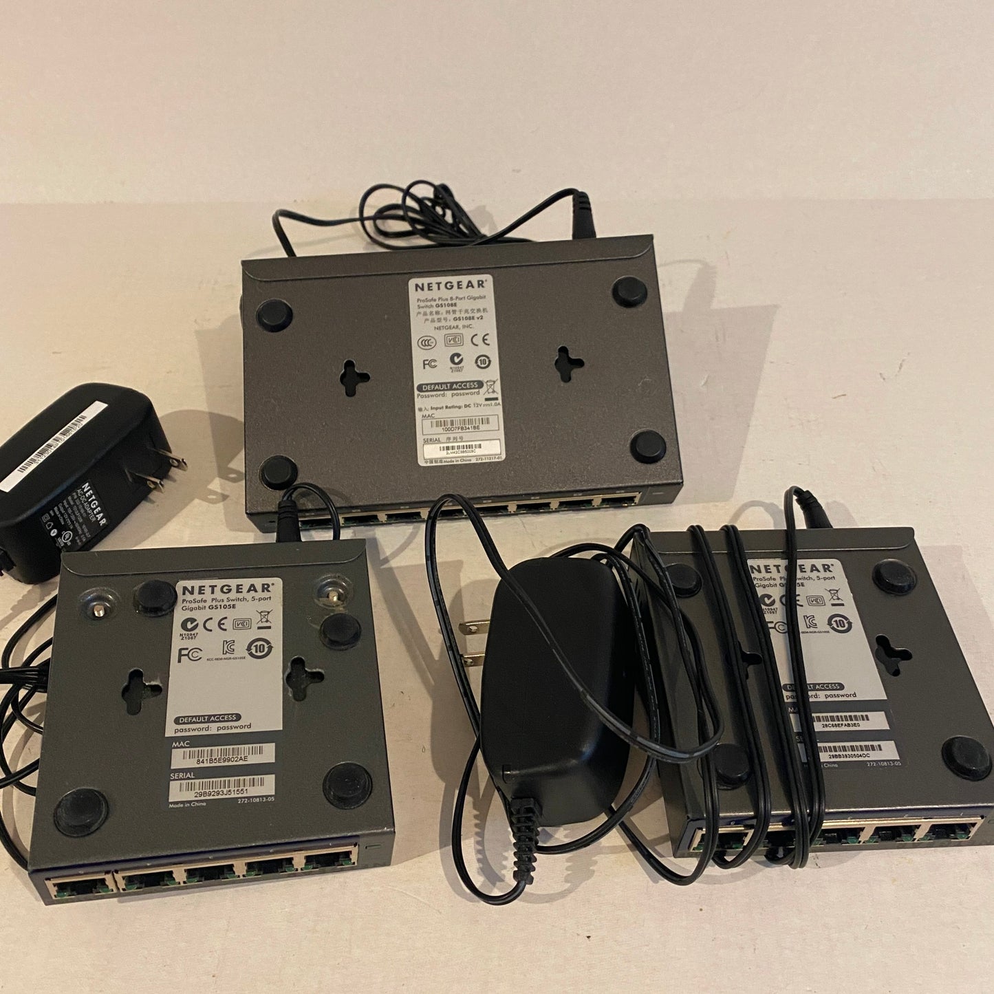 Lot of 3 Netgear ProSafe Ethernet Switch - GS105E GS108E