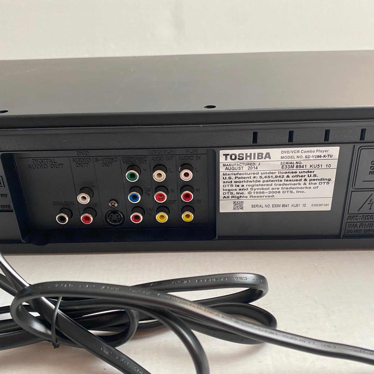 Toshiba VCR DVD Combo Player - SD-V296-K-TU