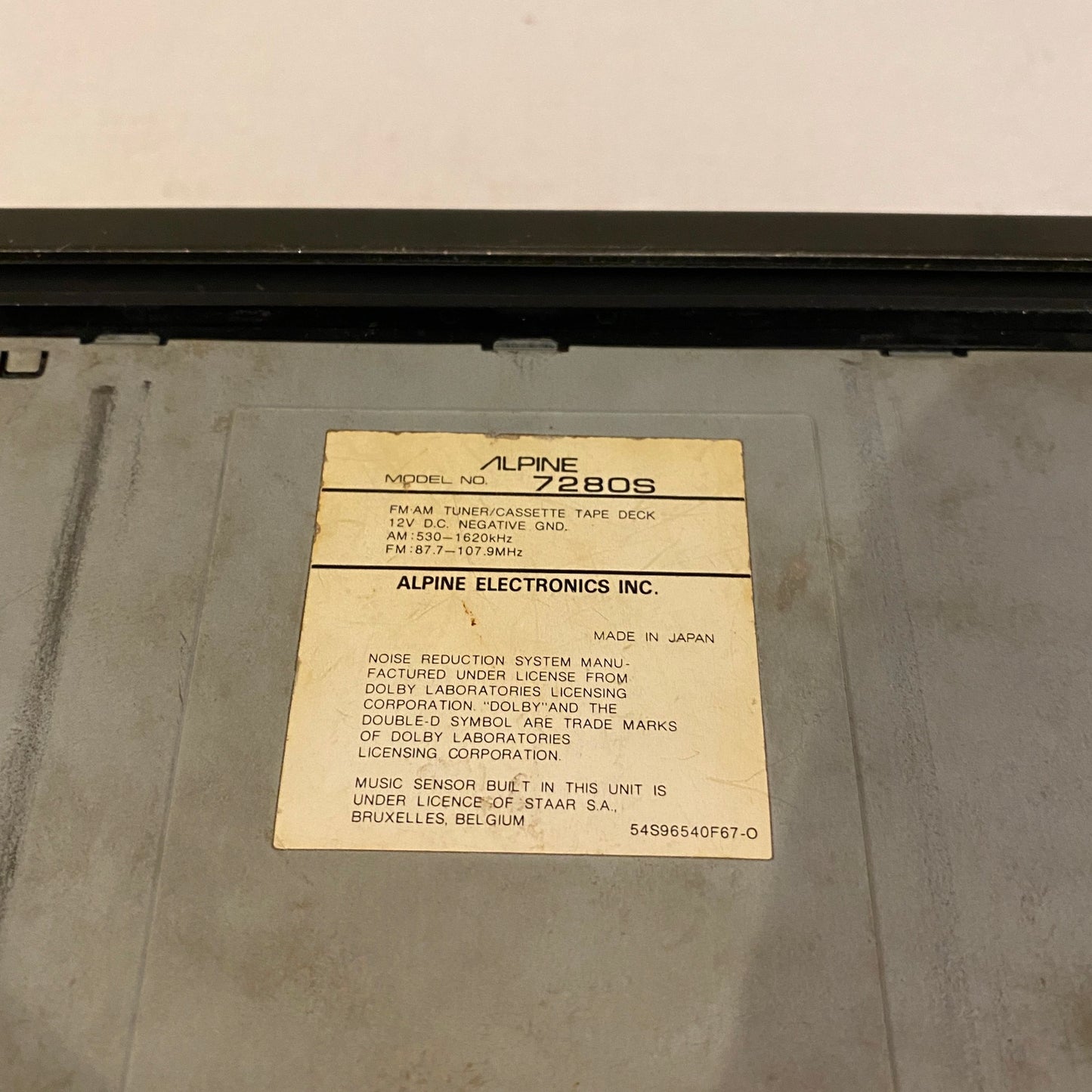 For parts or repair - Vintage Alpine Car Stereo Cassette Player - 7280S