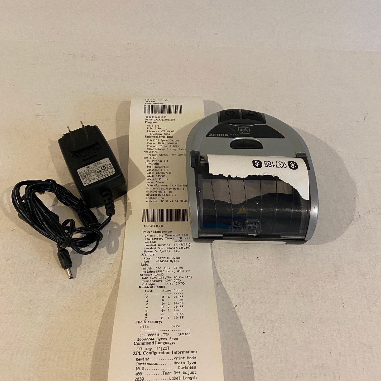 Zebra iMZ320 Mobile Wireless Bluetooth Thermal Printer - 36 batt cycles
