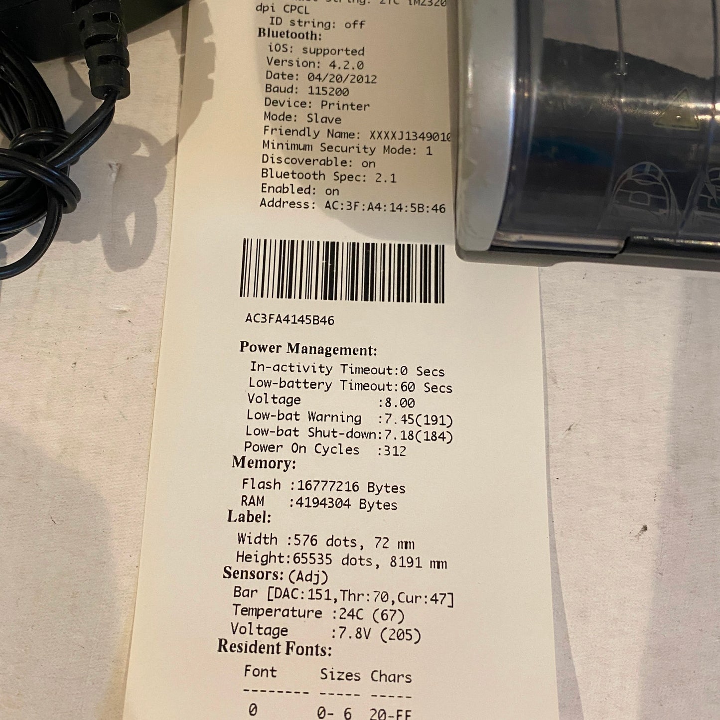Zebra iMZ320 Mobile Wireless Bluetooth Thermal Printer - 36 batt cycles