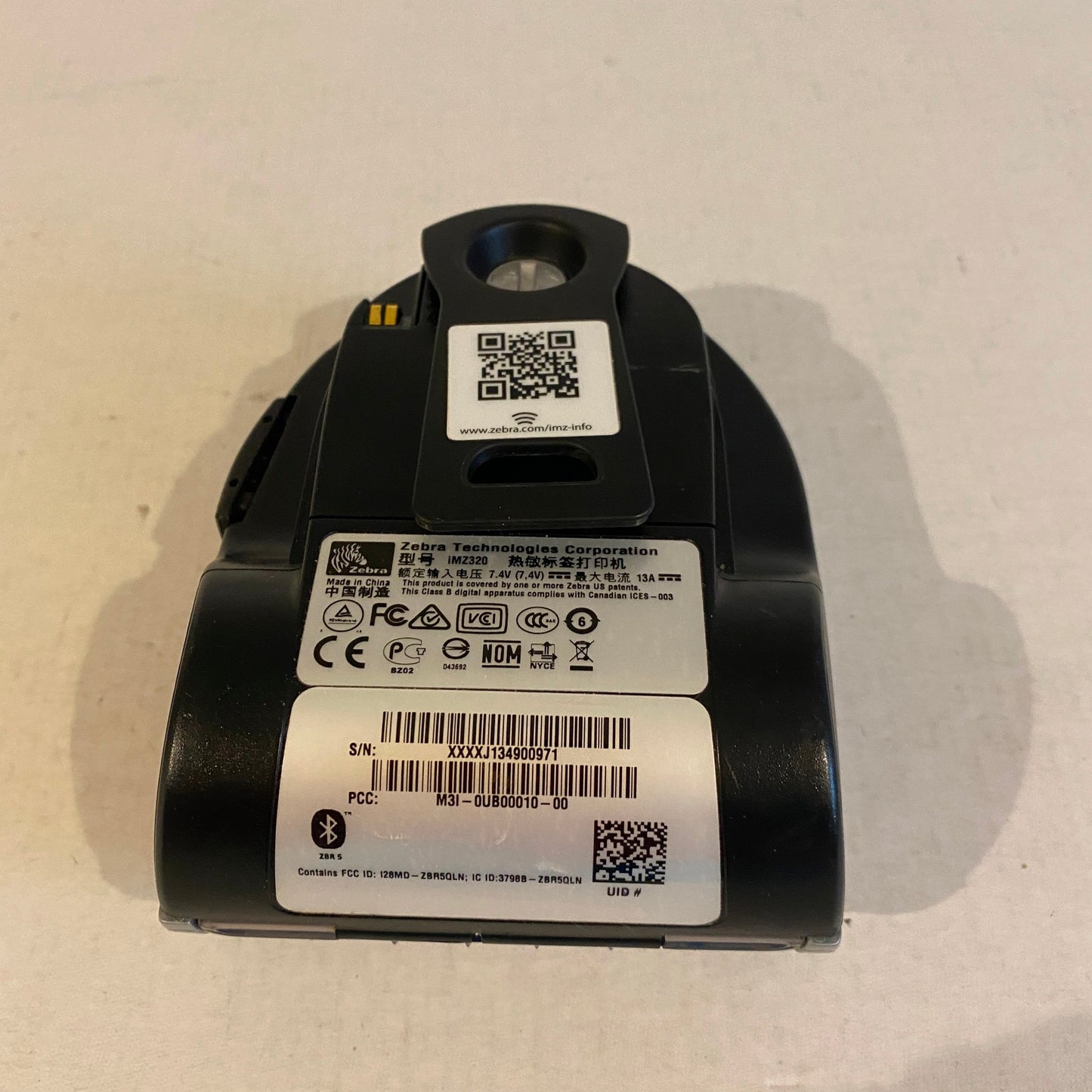 Zebra iMZ320 Mobile Wireless Bluetooth Thermal Printer - 15 batt cycles