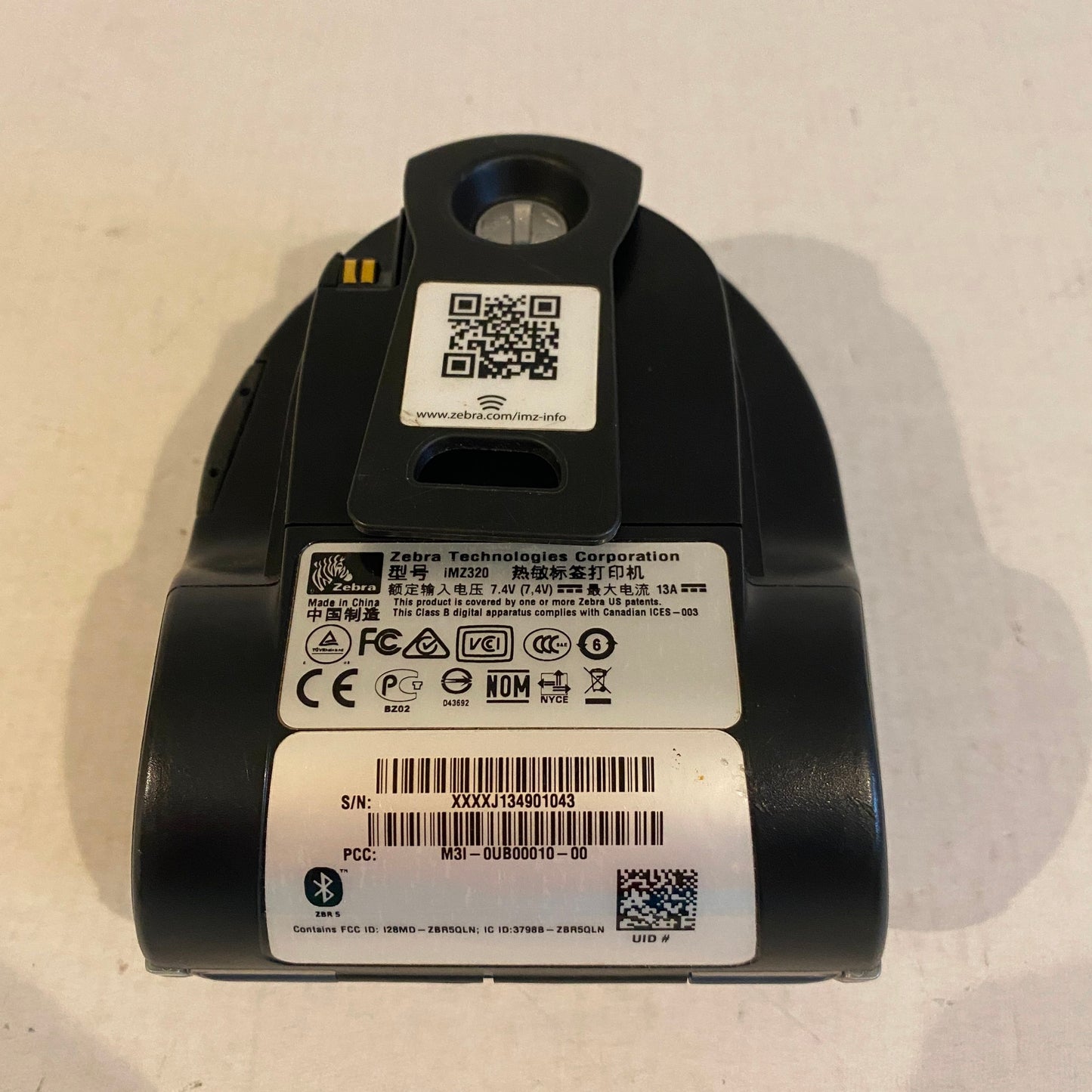 Zebra iMZ320 Mobile Wireless Bluetooth Thermal Printer - 85 batt cycles
