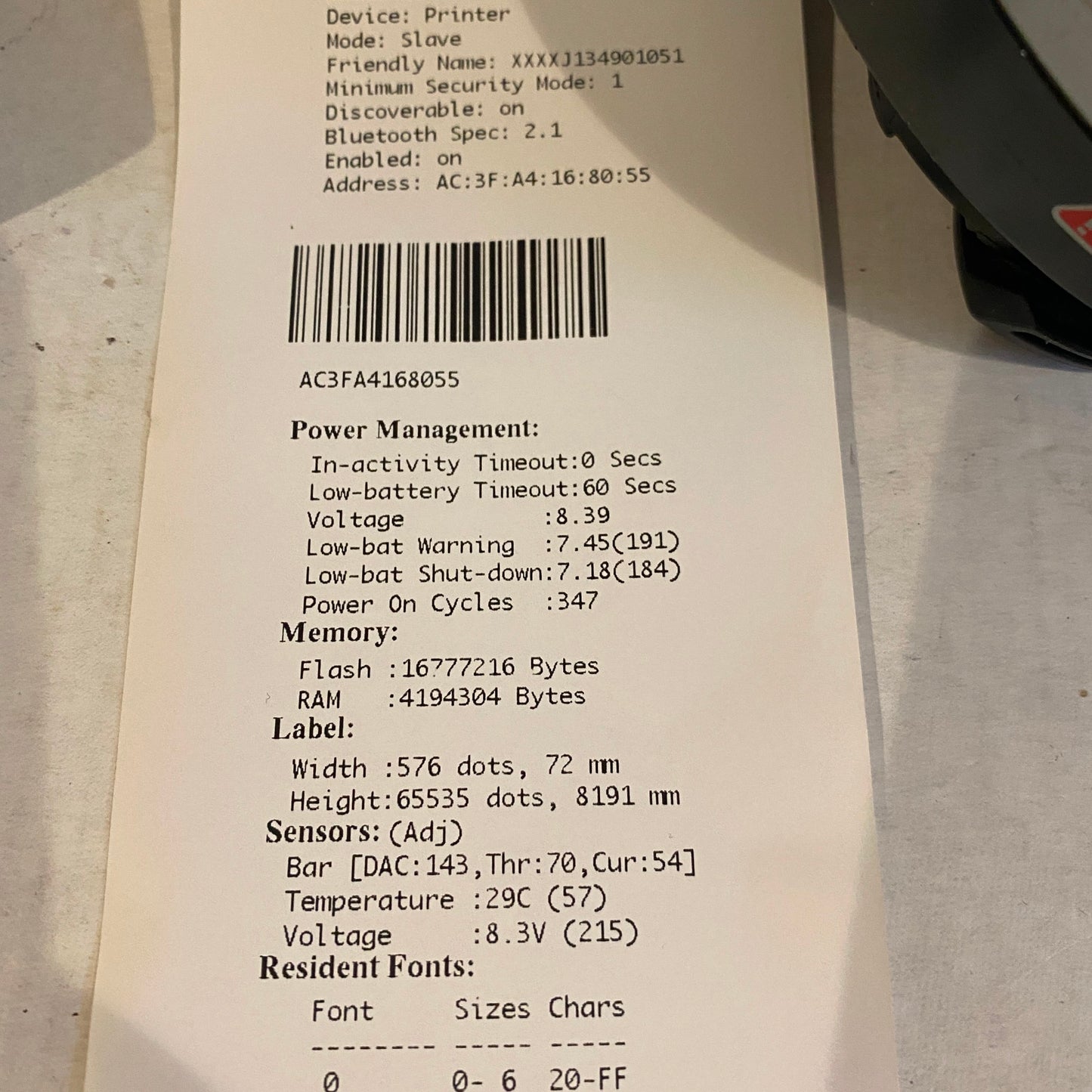 Zebra iMZ320 Mobile Wireless Bluetooth Thermal Printer - 347 batt cycles