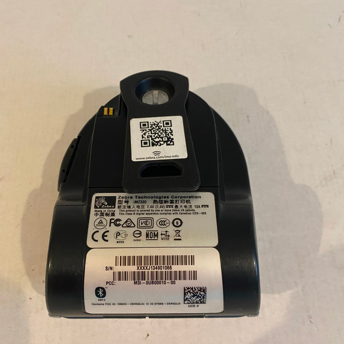 Zebra iMZ320 Mobile Wireless Bluetooth Thermal Printer - 152 batt cycles