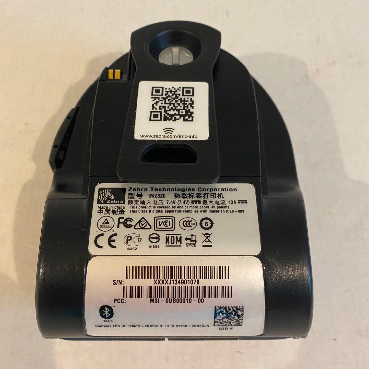 Zebra iMZ320 Mobile Wireless Bluetooth Thermal Printer - 21 batt cycles
