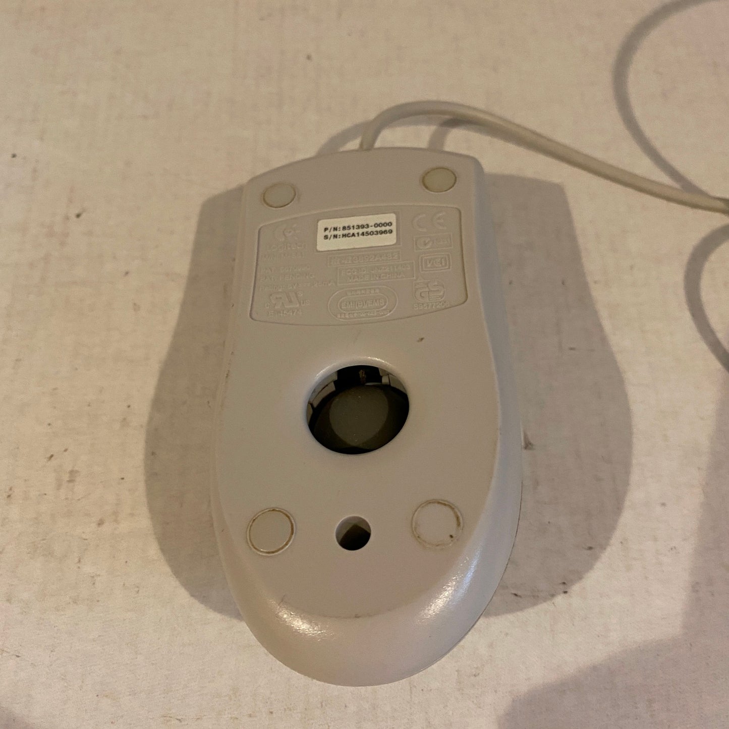 Vintage Logitech PS2 Keyboard Palmrest and Rollerball Mouse Set