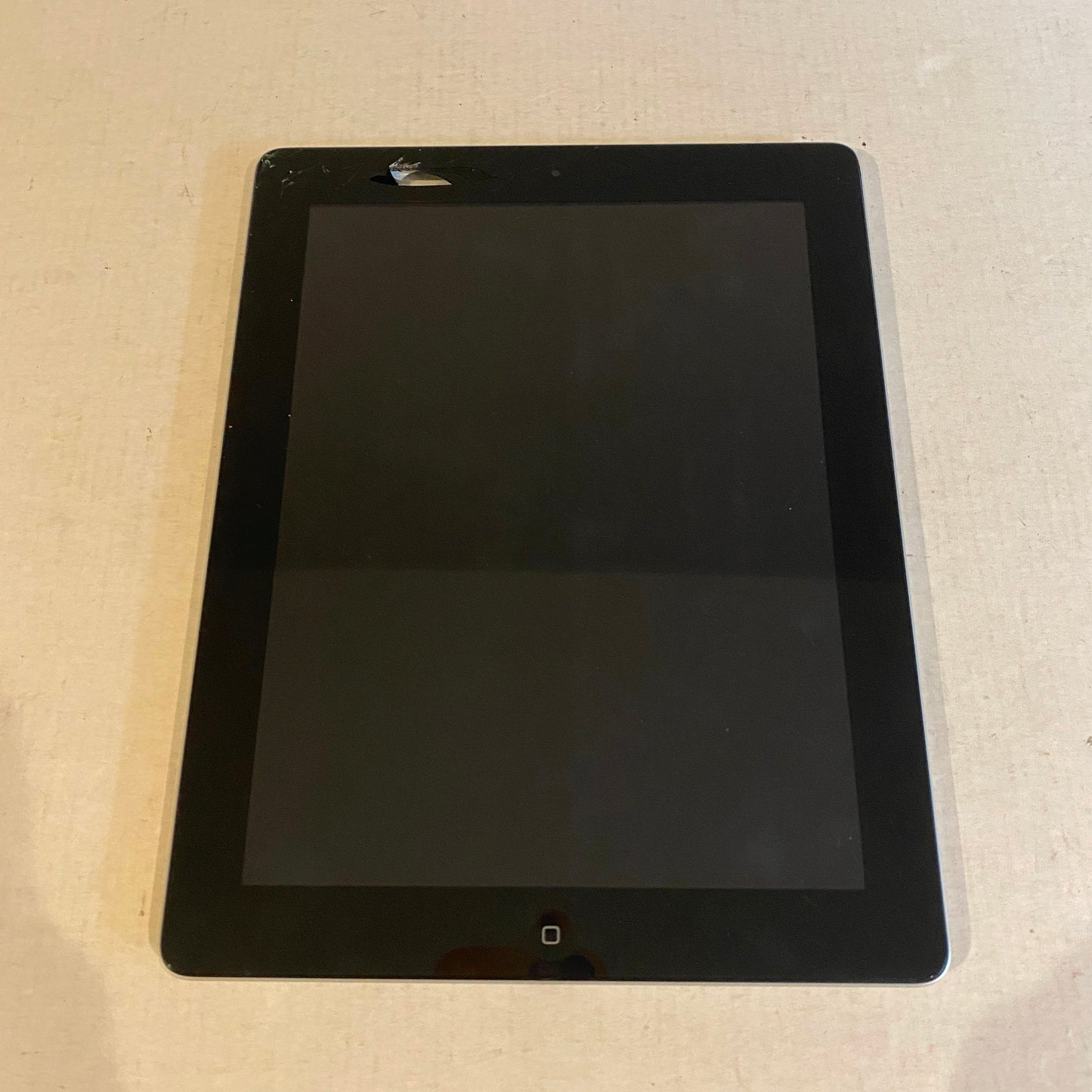 As is: Apple iPad Wi-Fi 4th Gen 32GB Black - MD511C/A - A1458 - Cracked corner
