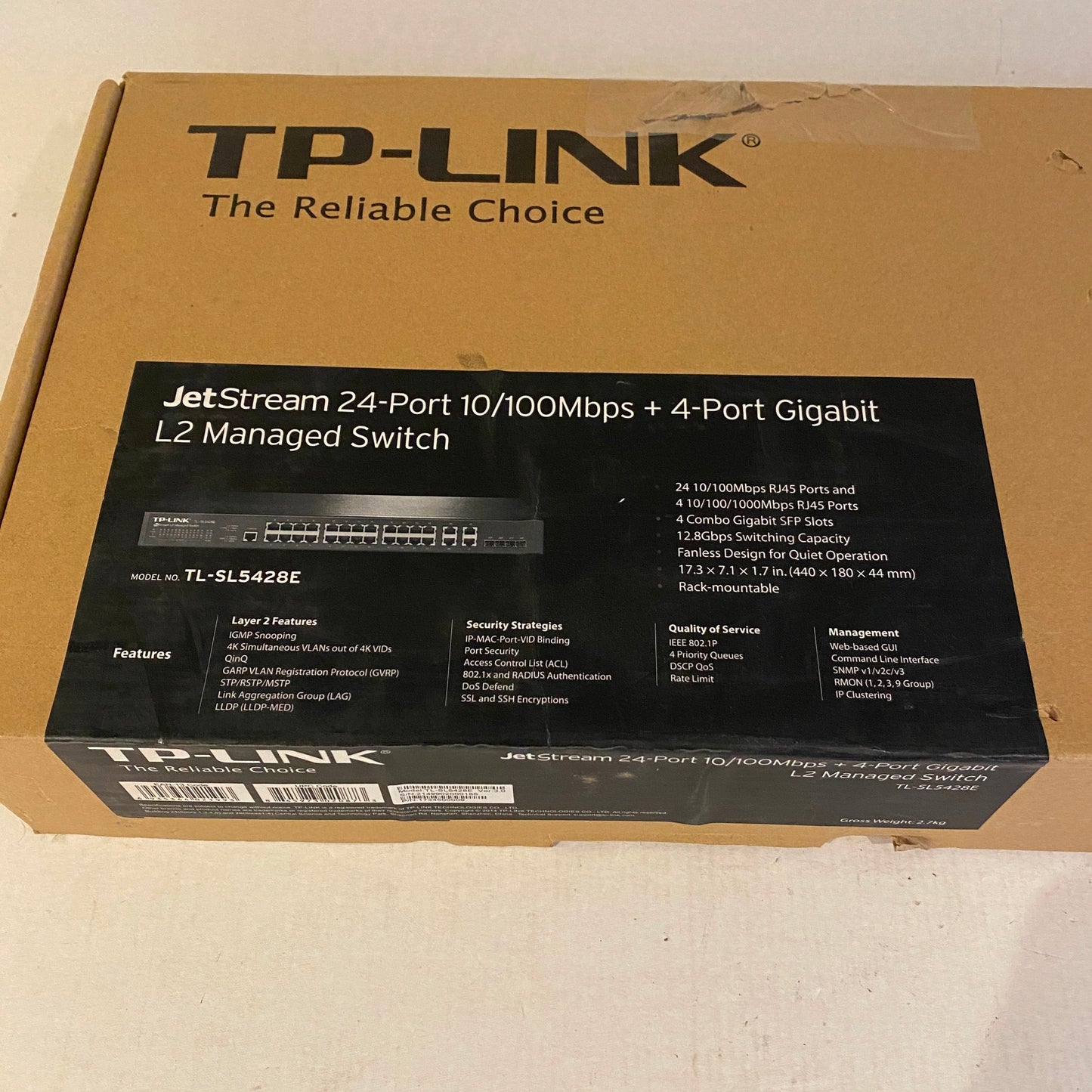 JetStream 24-Port 10/100Mbps + 4-Port Gigabit L2 Managed Switch - TL-SL5428E