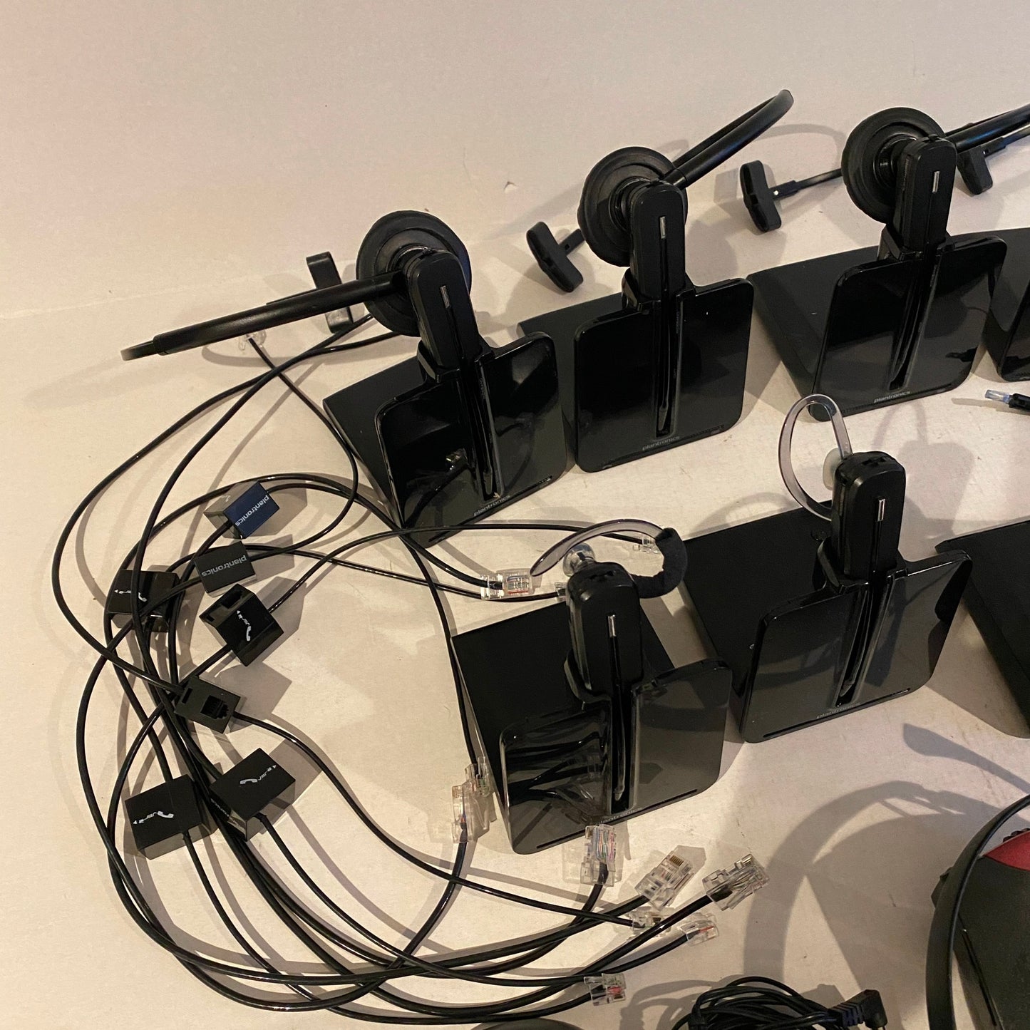 Lot of Plantronics C054 CS55 S11 Wireless Headsets Charging Stand