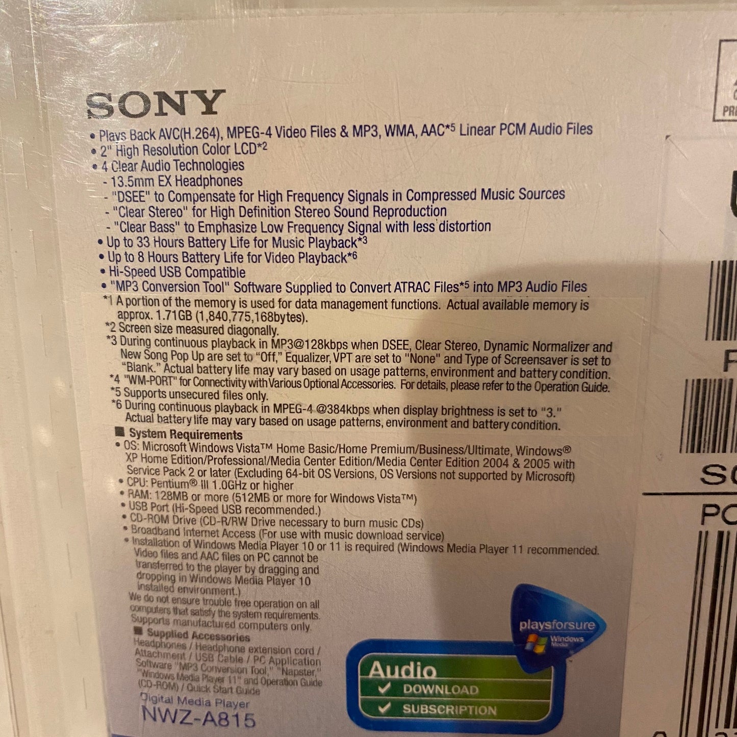 New Vintage Sony 2GB Digital Media Player Silver - NWZ-A815