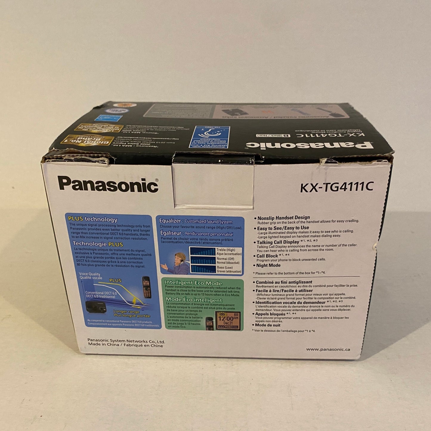 Panasonic DECT 6.0 Plus Expandable Single Handset Cordless Phone - KX-TG4111C