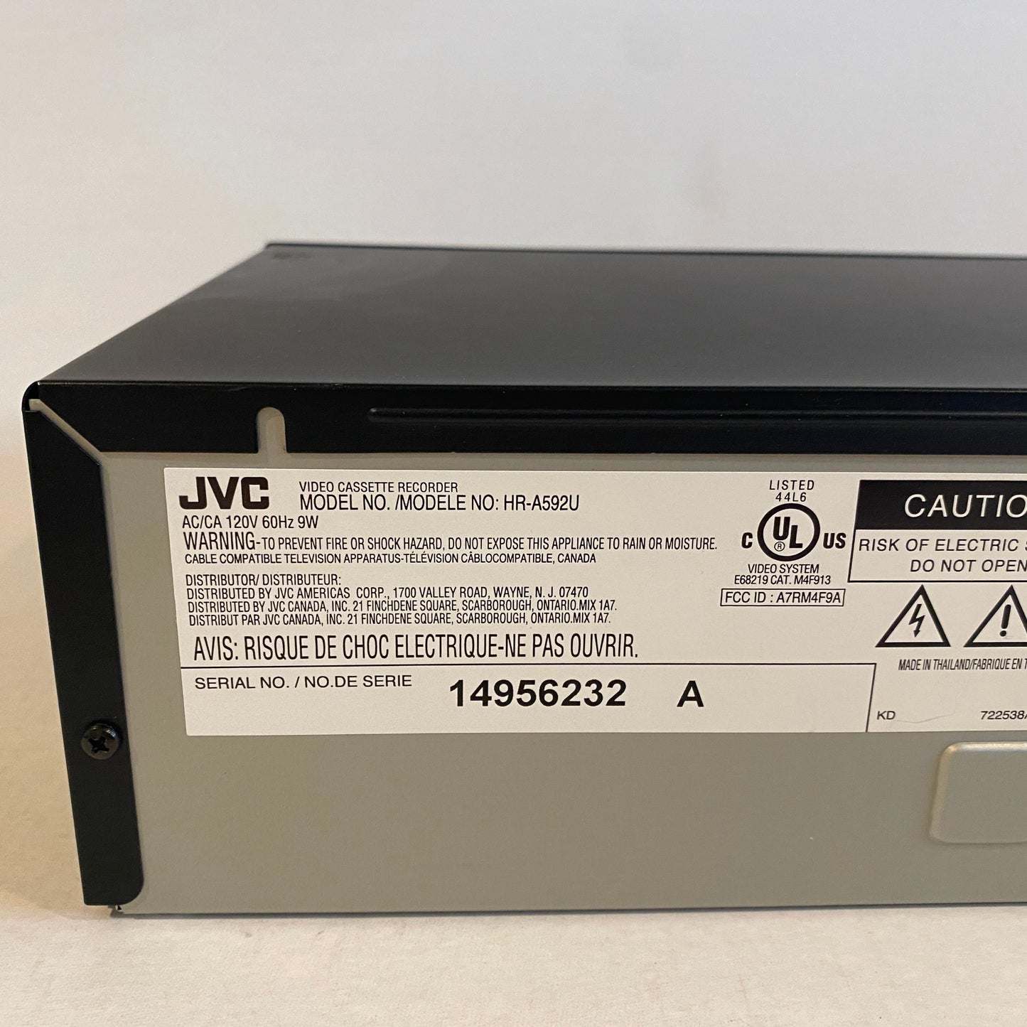 JVC Analog 4-Head HiFi VCR - HR-A592U