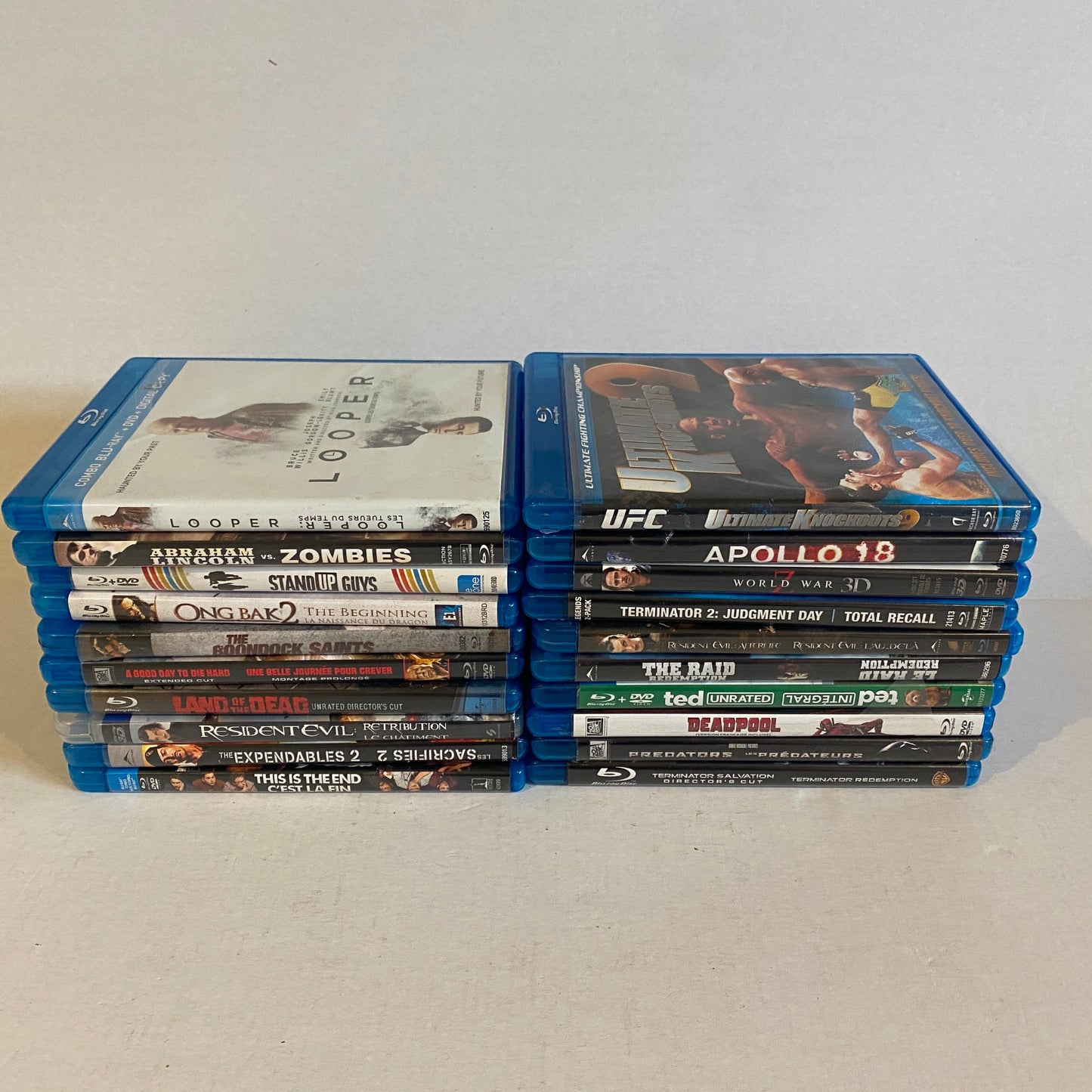 Lot of 20 Action Blu Ray Discs + 2 Loose DVDs
