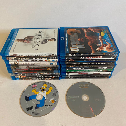 Lot of 20 Action Blu Ray Discs + 2 Loose DVDs