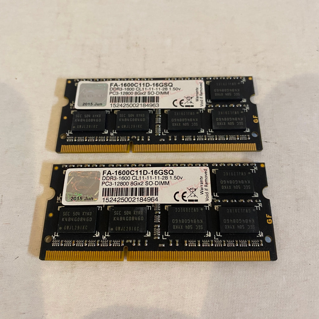 16GB (2 x 8GB) DDR3 RAM 1600MHz G.Skill SQ Series Apple RAM