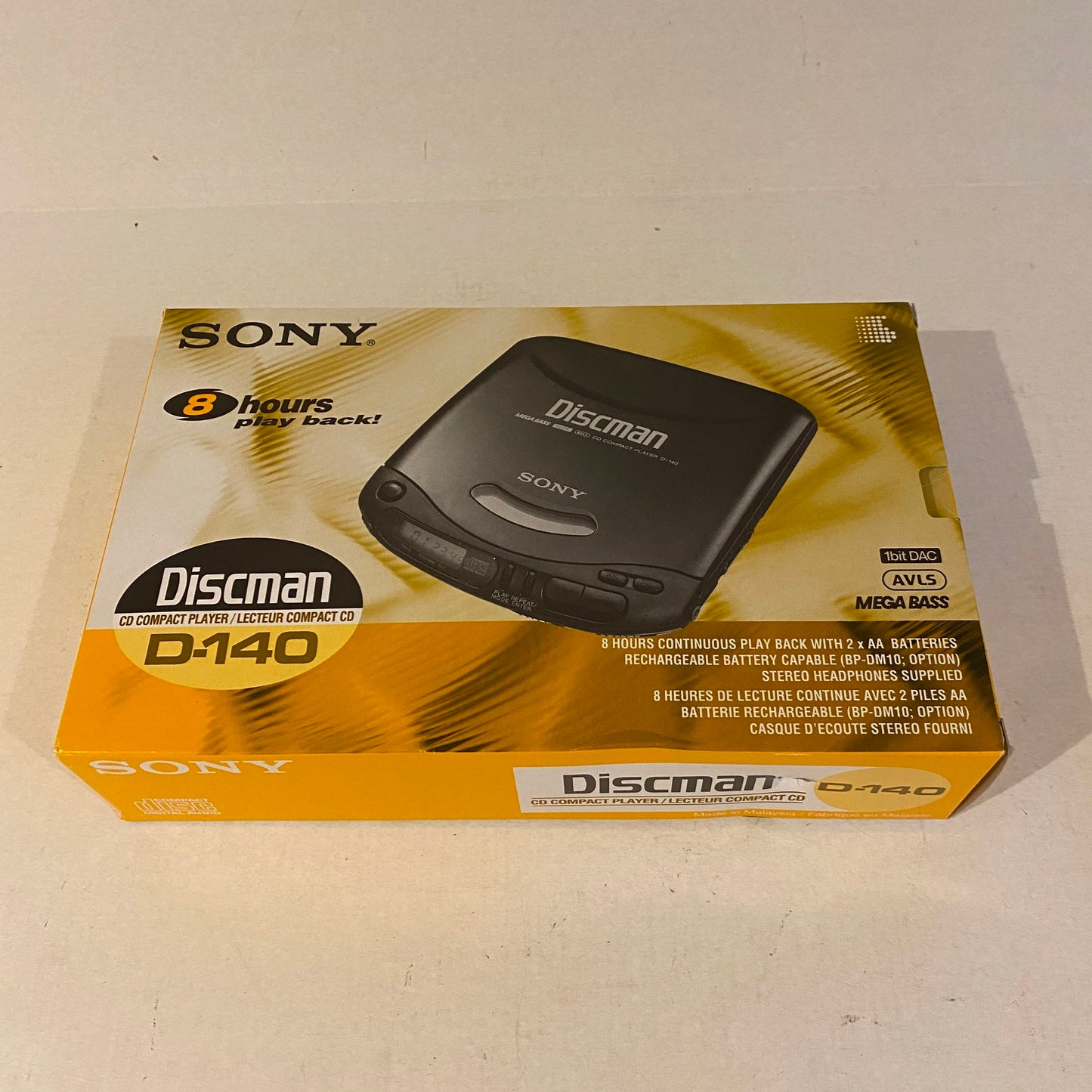 New - Sony Discman CD Player D-140 and Car Adapter Kit
