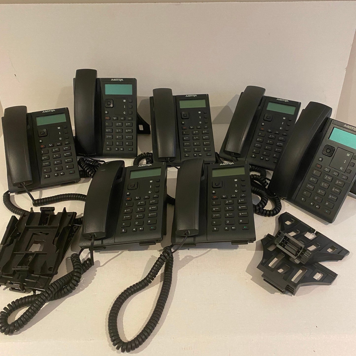 Lot of 7 - Aastra Mitel 6863i VoIP Business Phone Handset And Stand