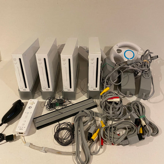 Nintento Wii - Working - Lot of 4, power supplies, A/V cables, accessories