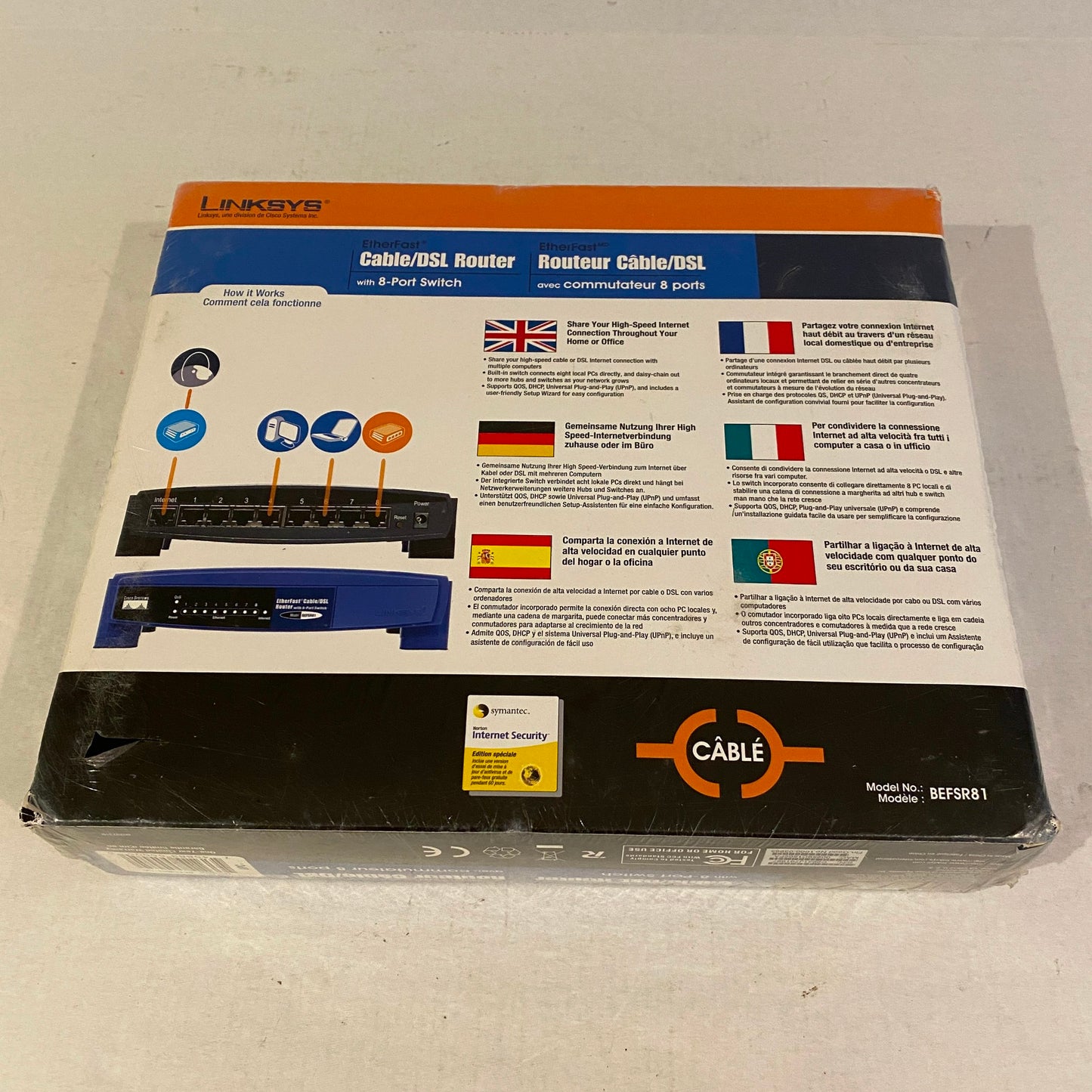 Cisco Linksys Cable/DSL Router 8 Port Switch - BEFSR81
