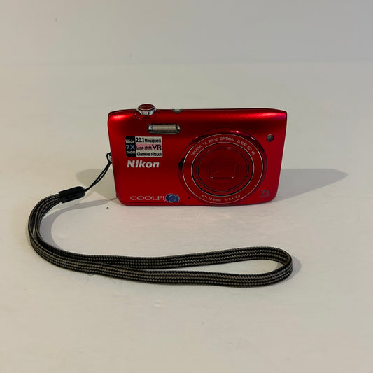 Red Nikon Coolpix S3500 20.1 Mega Pixel Digital Camera - 26379